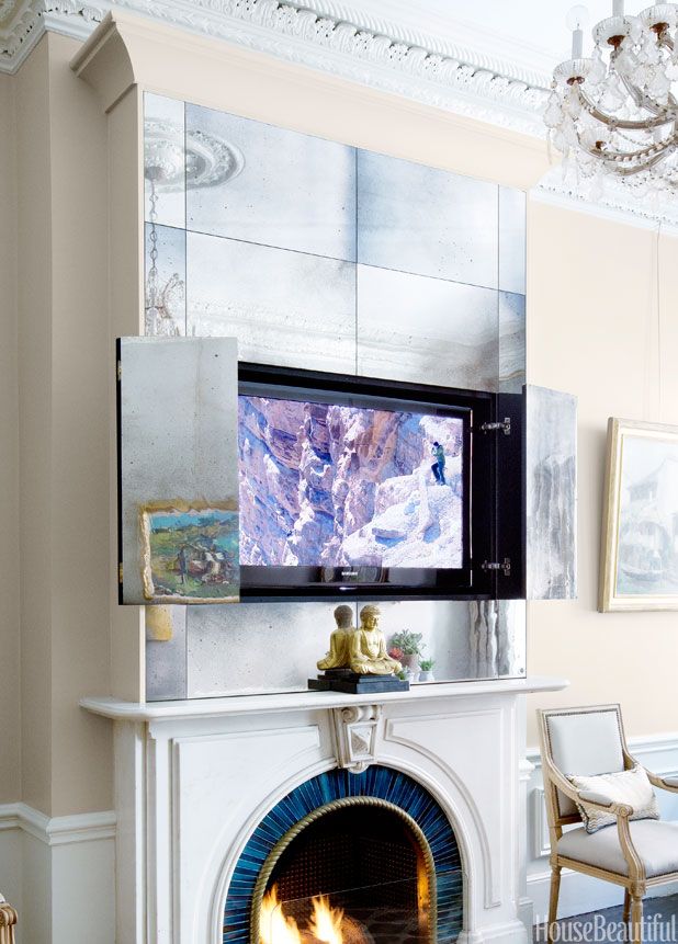 Antique Mirrored TV cover via House Beautiful