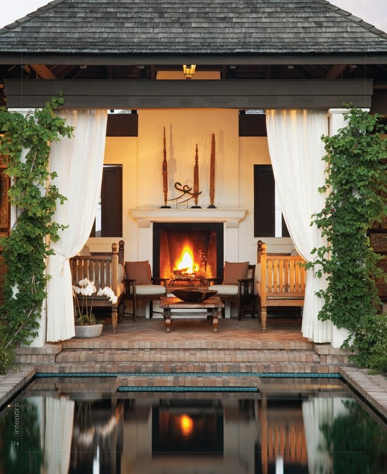 Fireplace by the Pool via Pinterest