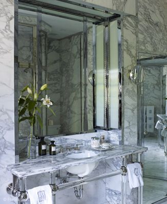 Mirrored and Marble Bathroom
