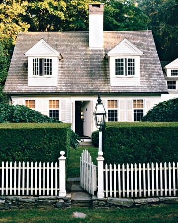White picket fence and hedge via pinterest