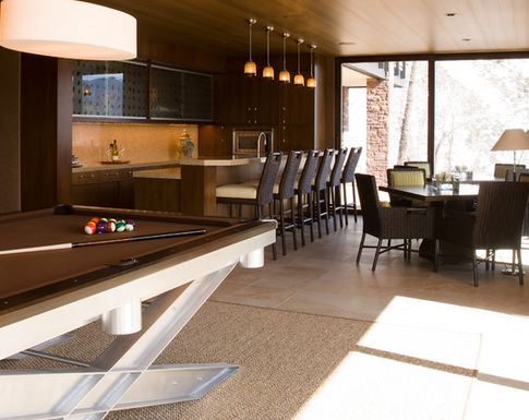 Basement Kitchen and Game Room in Aspen Home