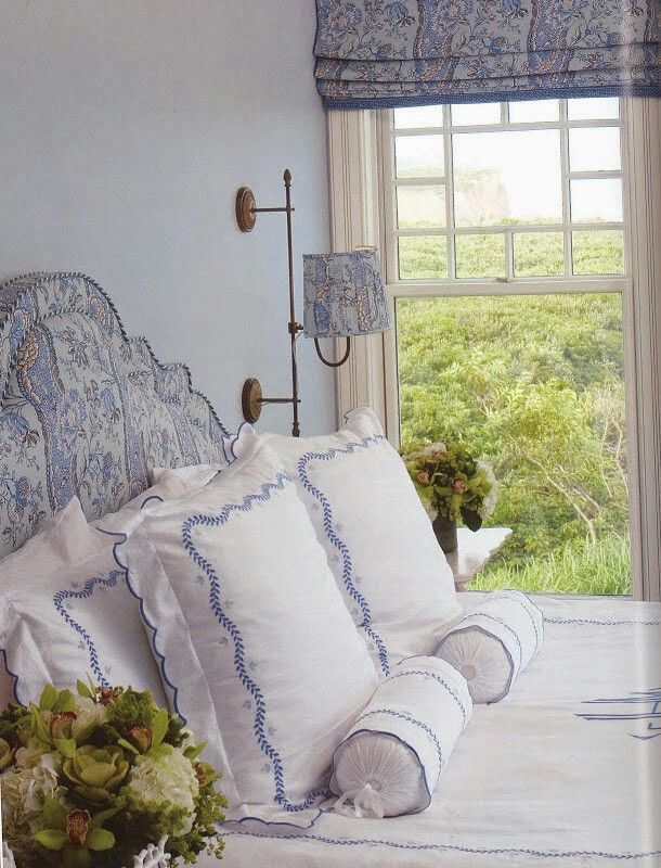 Blue and WHite bedroom by Alexa Hampton via Pinterest