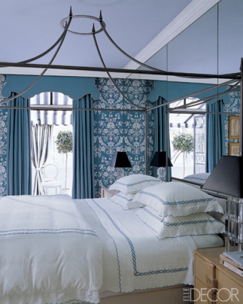 Blue and White bedroom by Miles Redd via Elle Decor
