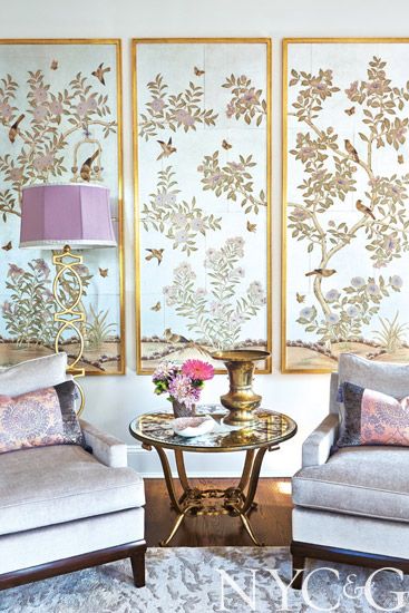 Gracie Wallpaper sitting area via NYC Cottages and Gardens