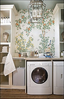 Gracie wallpaper in the laundry via DC Design House 2009