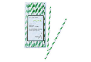 Green and White Striped Straws OKL