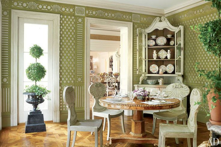 Hand Painted Trellis Wallpaper by Gracie designed by Bunny Willams via AD