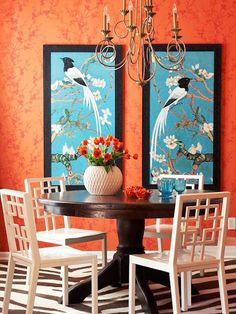 Orange Dining Room via Chinoserie Chic