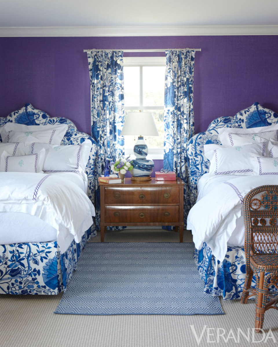 Purple and Blue Bedroom KK Southampton Home via Veranda