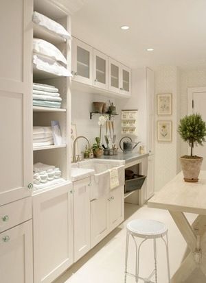 White cabinets in utility and laundry room