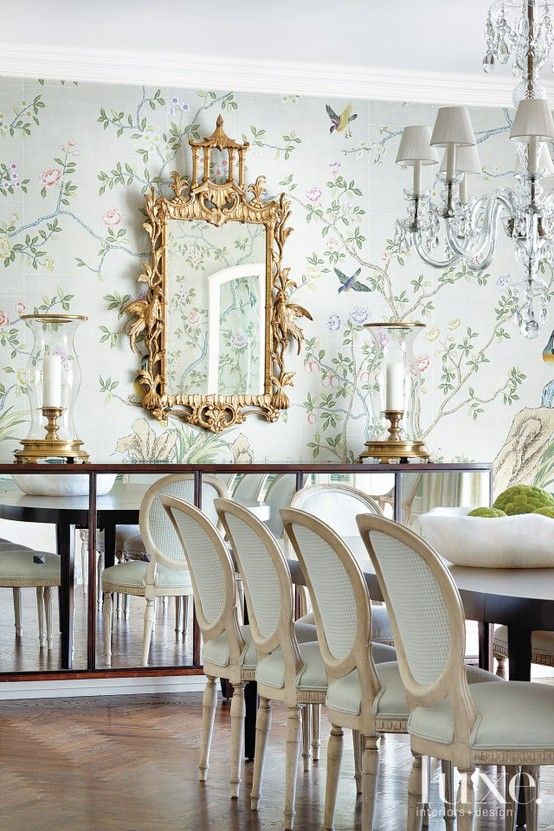 gravie wallpaper in dining via Luxe
