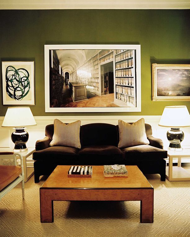 A dramatic black and green room by Ruthie Sommers via Lonny