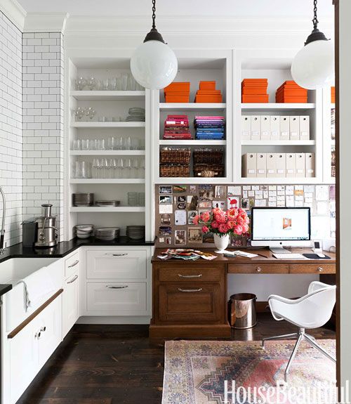 Desk in The Kitchen via House Beautiful