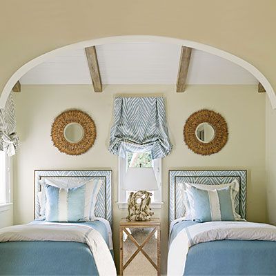 Twin Bedrooms in Blue and White Room
