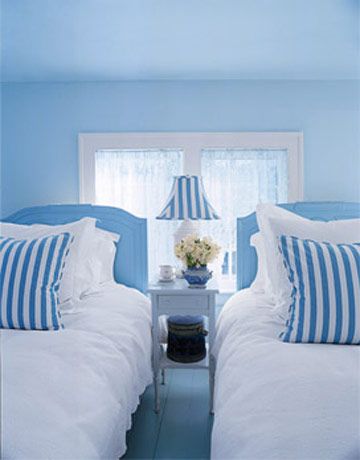 Valerie Smith Blue and White Twin Bedroom via HB