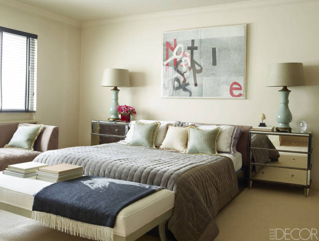 A neutral retreat in this master bedroom via Elle Decor