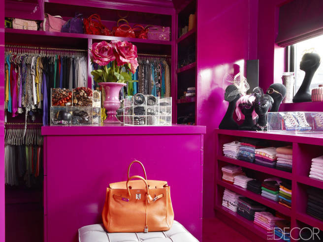 A striking shade of purple high gloss closet