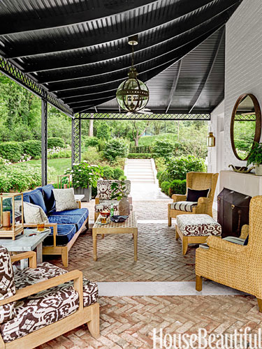 Black Painted Porch Ceiling by Markham Roberts in this Nashville Home