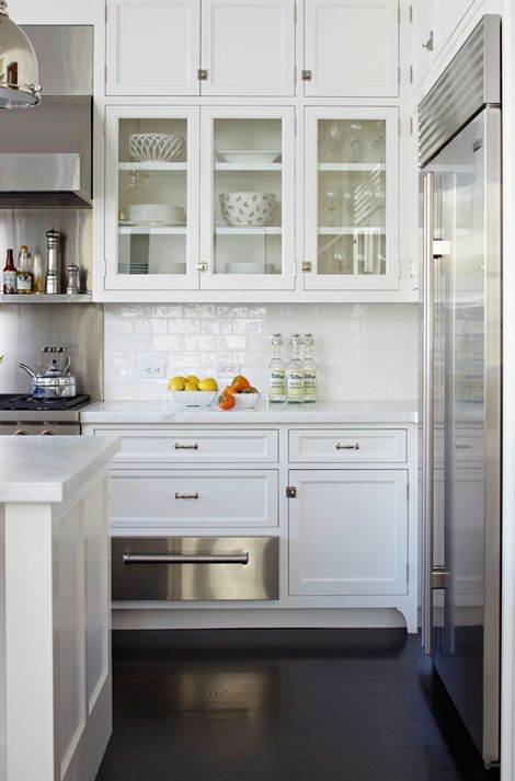 Clean and refined subway tile in this kitchen via Traditional Home