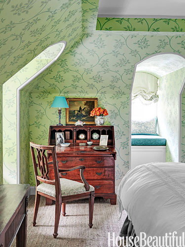 Farrow and Ball Ringwold Wallpaper in  this Nashville home by Markham Roberts