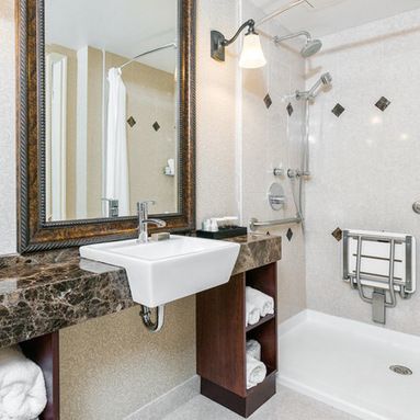 Marble and contrasting handicap bathroom