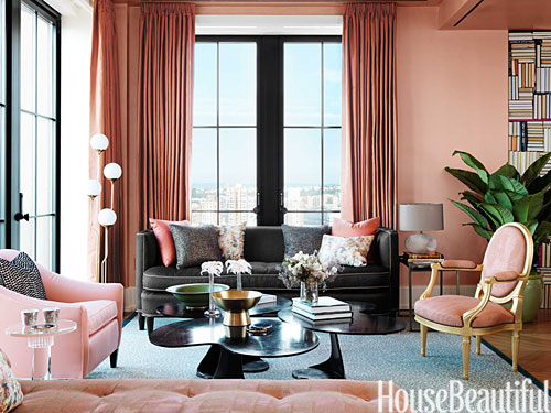 Black Sofa and window sil in NYC apartment by Jamie Drake via HB
