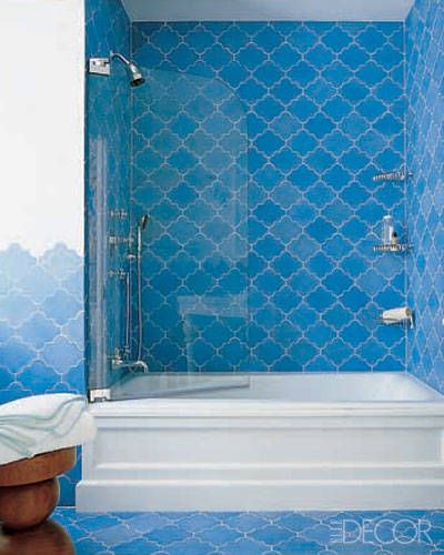 Bright blue moroccan tile via Elle Decor