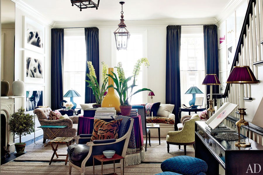 Eclectic and Colorful NYC townhouse by Jeffrey Bilhuber via AD
