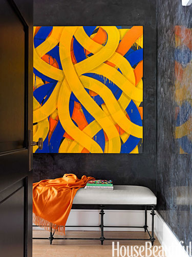 Sara Sosnowy painting in apartment by Jamie Drake via HB