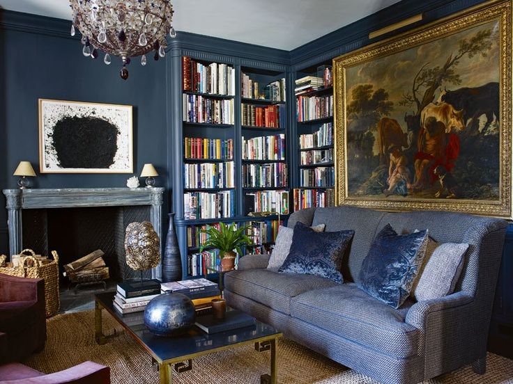 Aerin Lauders effortlessly chic library by Jacques Grange