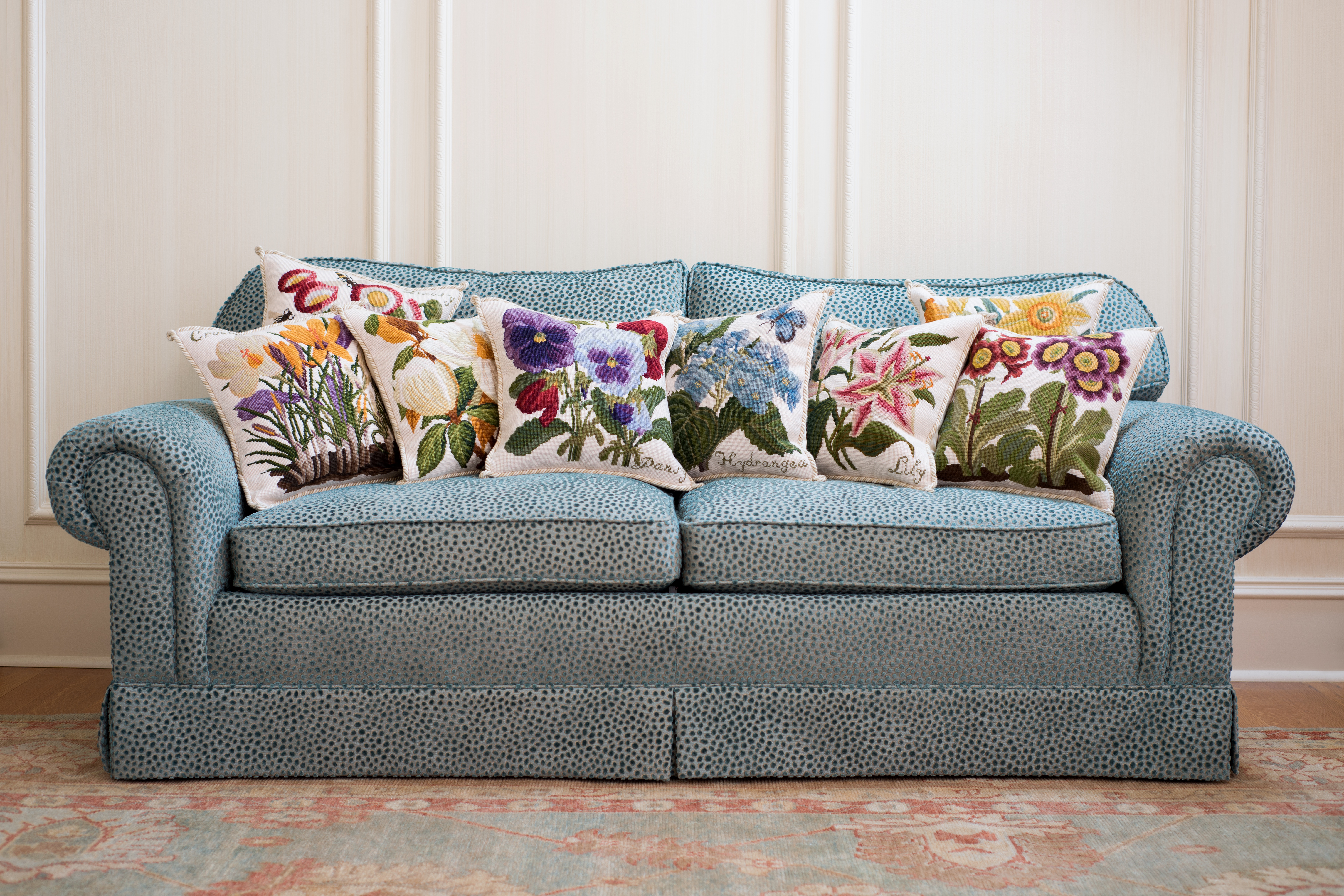Cream Collection of Needlepoint Pillows by Elizabeth Bradley Home