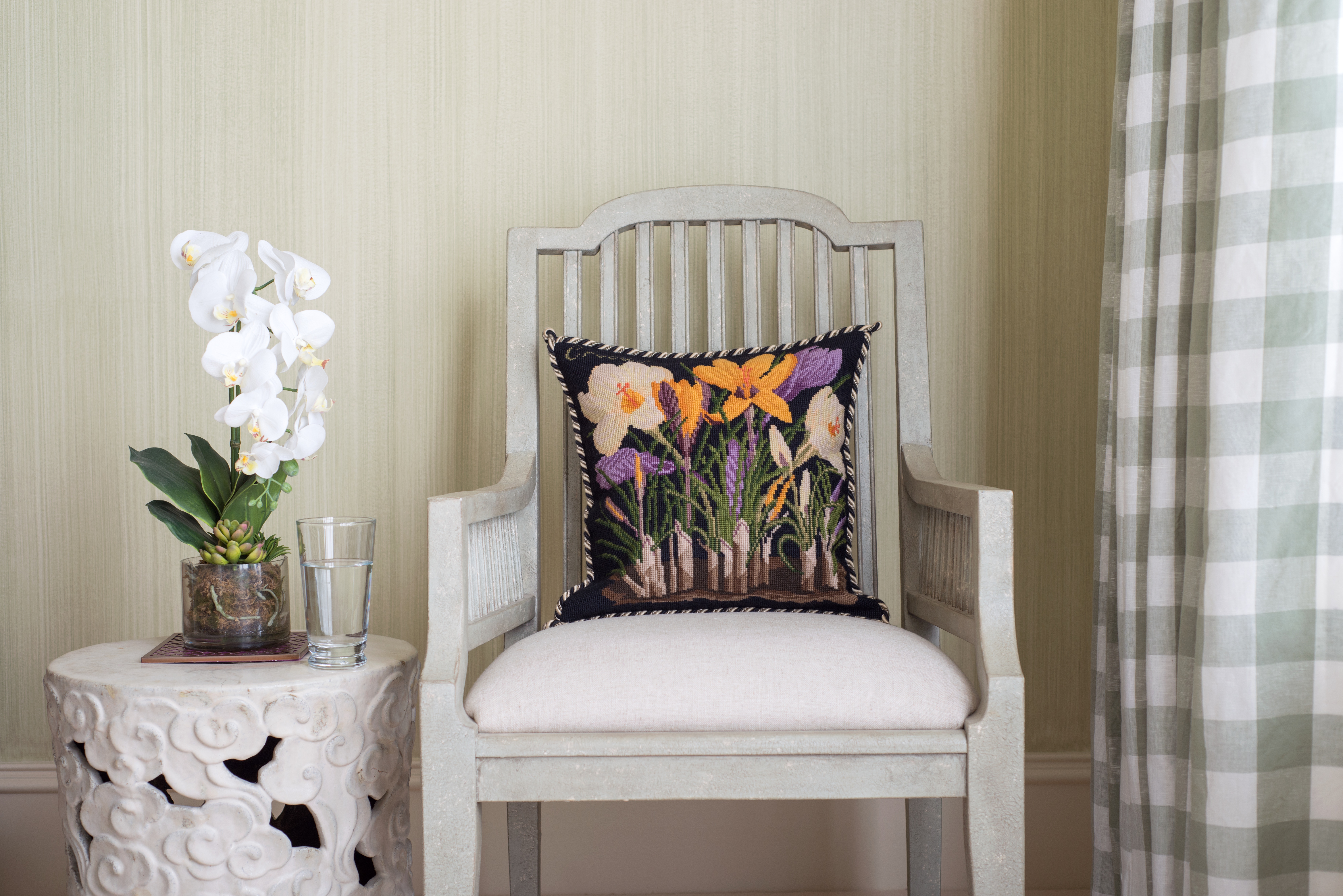 Crocus on Black Elizabeth Bradley Home Pillow