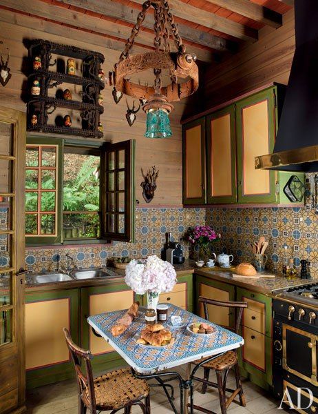 Normandy kitchen of Pierre Berge by Jacques Grange via AD