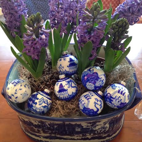 Chinoiserie Ornaments in a pot of Hyacinths by Dana Mahnke on Etsy Indigo Home