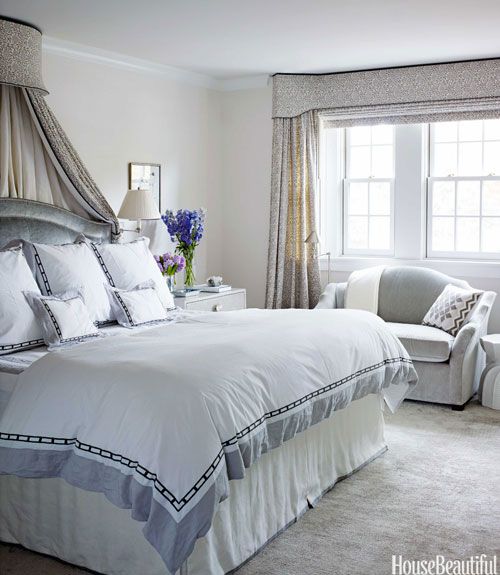 Soft and inviting bedroom by Sara Gilbane Interiors via House Beautiful