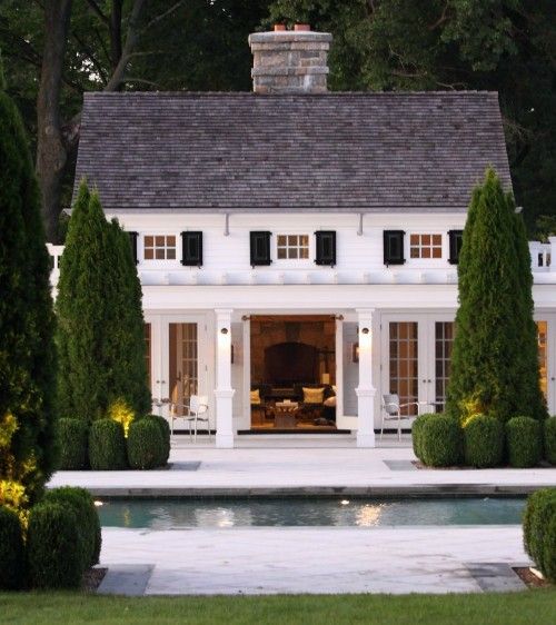 Cypress Trees and Topiaries in the pool house