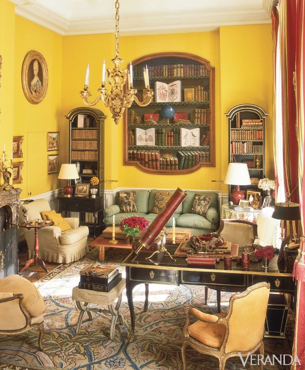 Henri Samuel and Susan Gutfreund designned this yellow living room