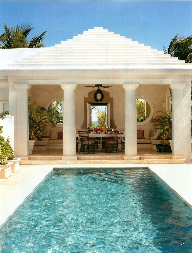 Open cabana with lovely columns