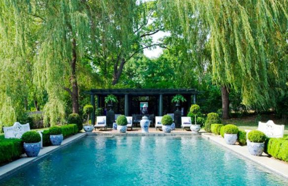 Blue-and-While-Potted-Boxwood-line-to-Pool-via-My-Favorite-and-My-Best
