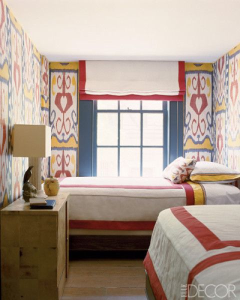 Colorful and compact guest room via Elle Decor