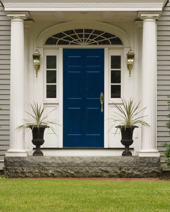 Blue front door via Maria Killam