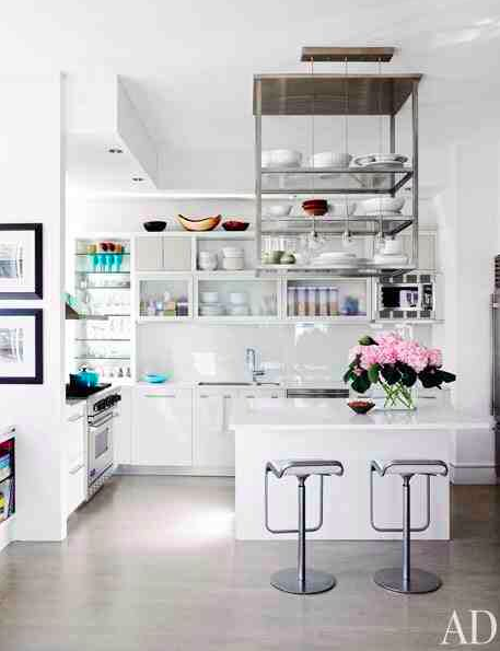 white kitchen with clean lines via AD