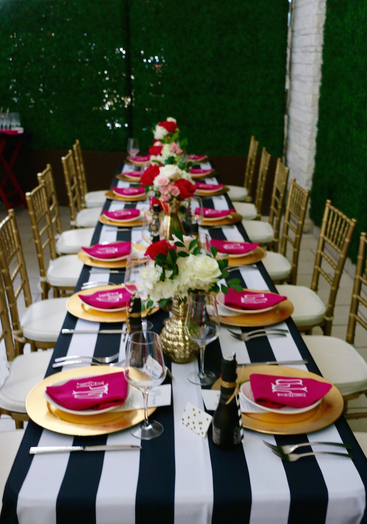 Black and White Pink and Gold Tablescape