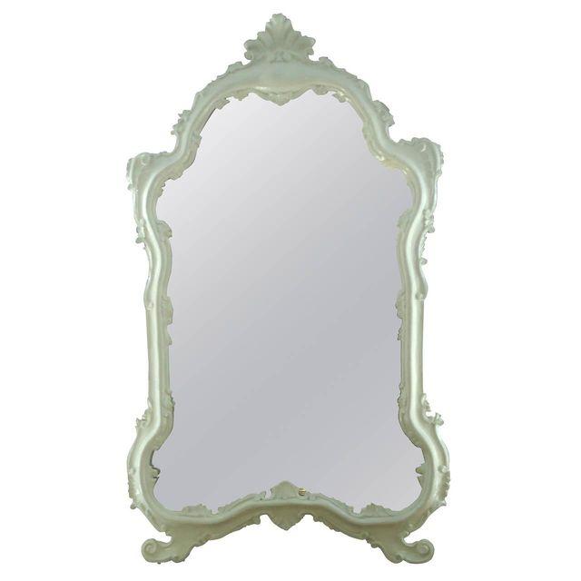 Glossy White Laquered Venetian Style Mirror from Chairish
