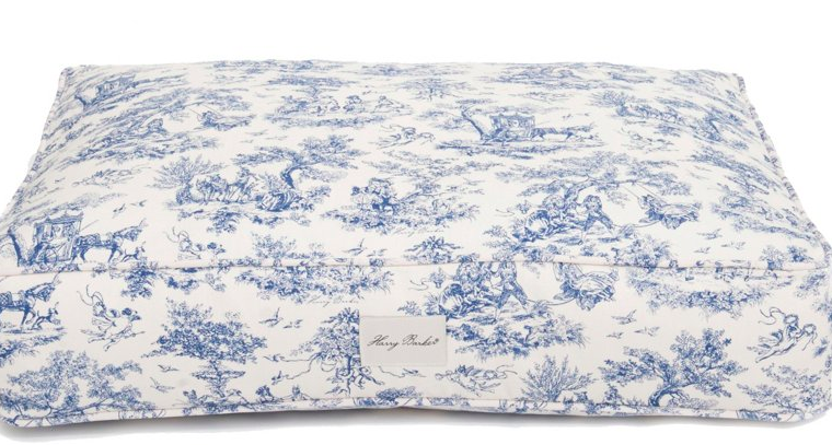 Blue and White Toile Dog Bed