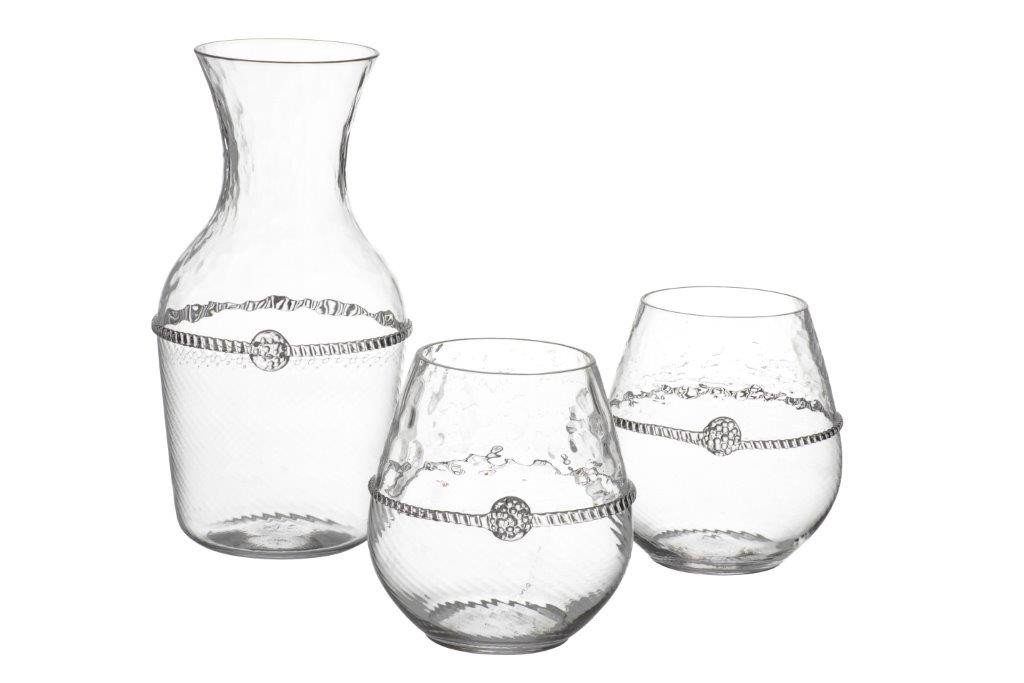 Juliska Carafe and wine glasses