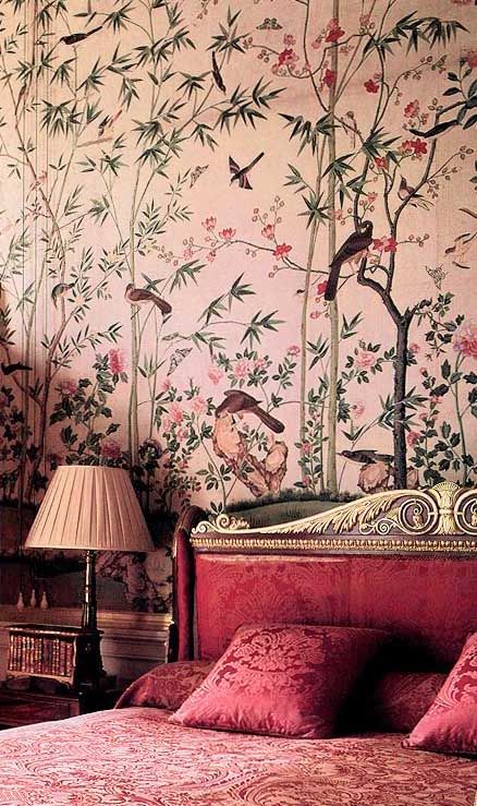 Pink Chinoiserie in the Leicester Room, Chatsworth More via Pinterest