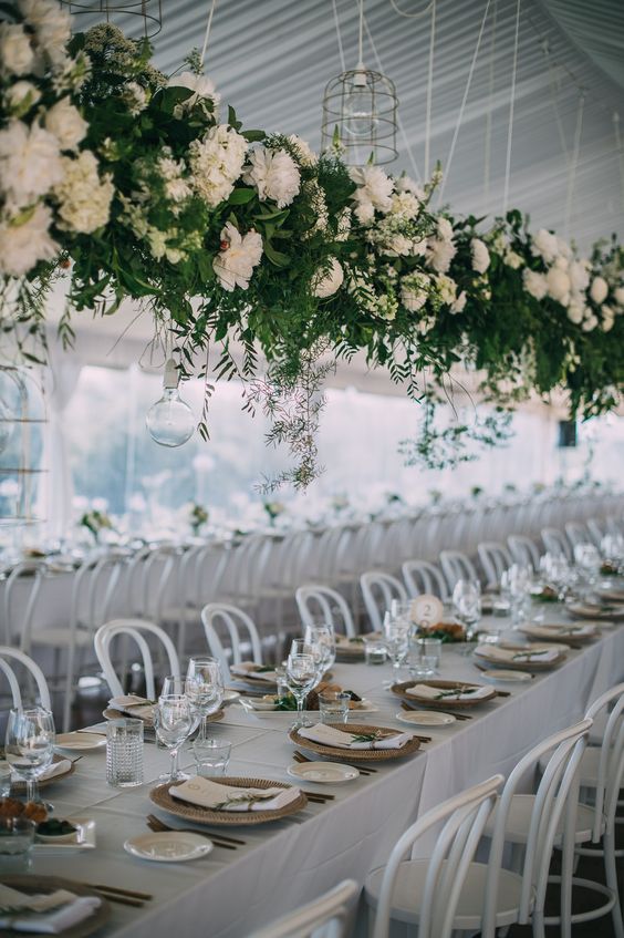 tablescape with hanging flowers