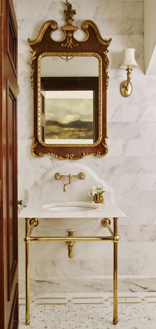 Brass Sink and mirror via Southern Living