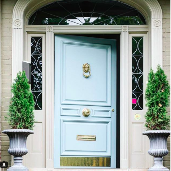 Door in Oval Room Blue by Parkes and Lamb Interiors